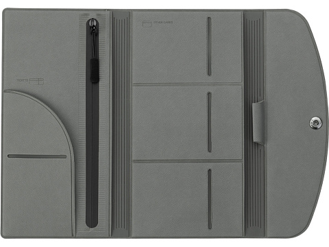 Органайзер для документов на кнопке с отделением для купюр и ручки, упаковка в индивидуальный пакет, серый - рис 5.