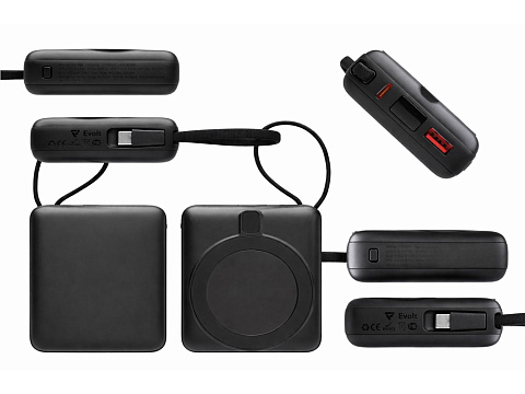 Магнитный беспроводной внешний аккумулятор c подсветкой лого Энчант, 10000 мАч, черный - рис 3.