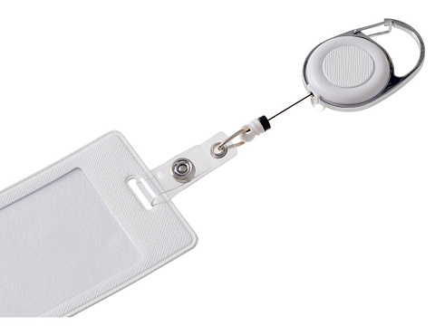 Бейдж с рулеткой-карабин Favor, белый - рис 7.