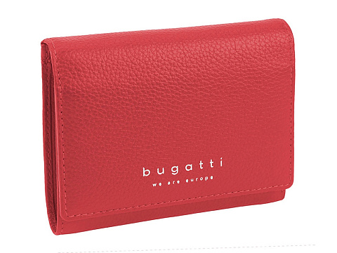 Кошелёк женский BUGATTI ЛИНДА | LINDA, красный, натуральная воловья кожа, 12х3х9,5 см