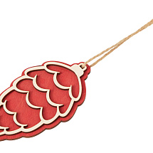 Подвеска шишка с цветной подложкой, красная подложка