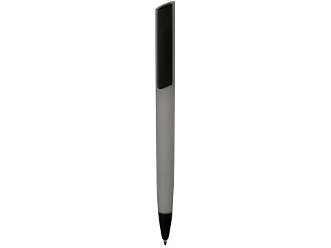 Ручка пластиковая soft-touch шариковая Taper, серый/черный - рис 2.