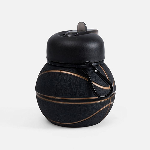 Складная бутылка для воды Basketball Flex, черная - рис 2.