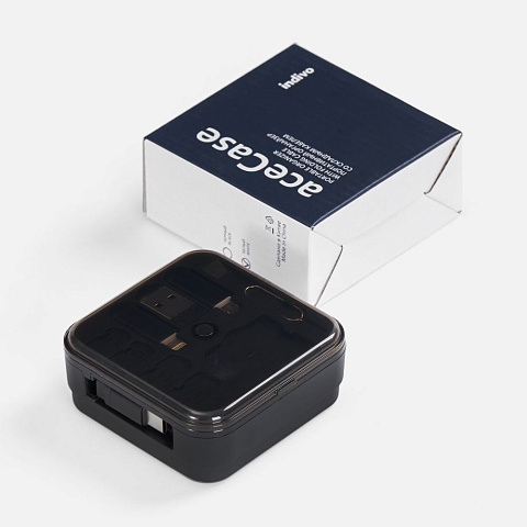 Набор щеток и переходников в органайзере с кабелем aceCase, черный - рис 9.