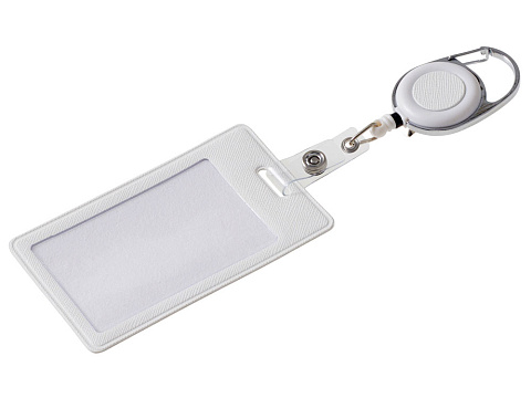 Бейдж с рулеткой-карабин Favor, белый