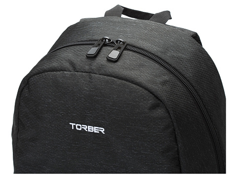 Рюкзак TORBER ГРАФФИТИ, серый с карманом синего цвета, полиэстер, 44 x 31 x 18 см - рис 5.