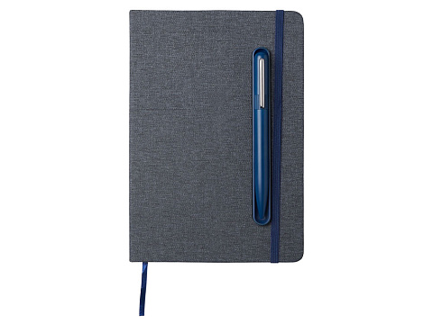 Набор блокнот А5 с магнитным держателем для ручки и подставкой для телефона и металлической шариковой ручкой NotaBene, темно-синий - рис 3.