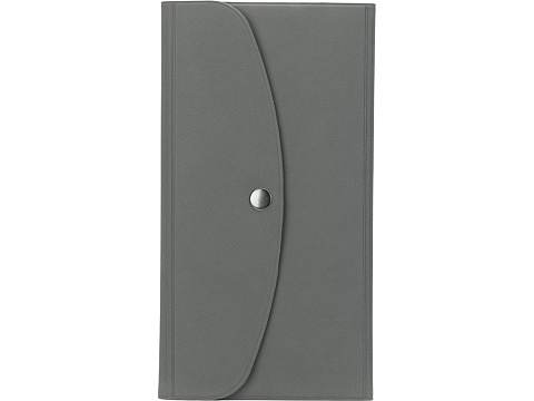 Органайзер для документов на кнопке с отделением для купюр и ручки, упаковка в индивидуальный пакет, серый - рис 4.