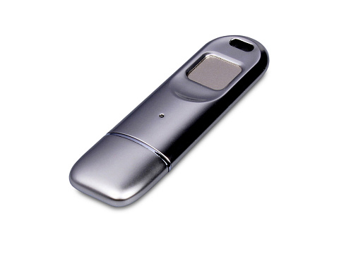 Металлическая флешка со сканером отпечатков пальцев в подарочной упаковке на 256 Гб, серебристый